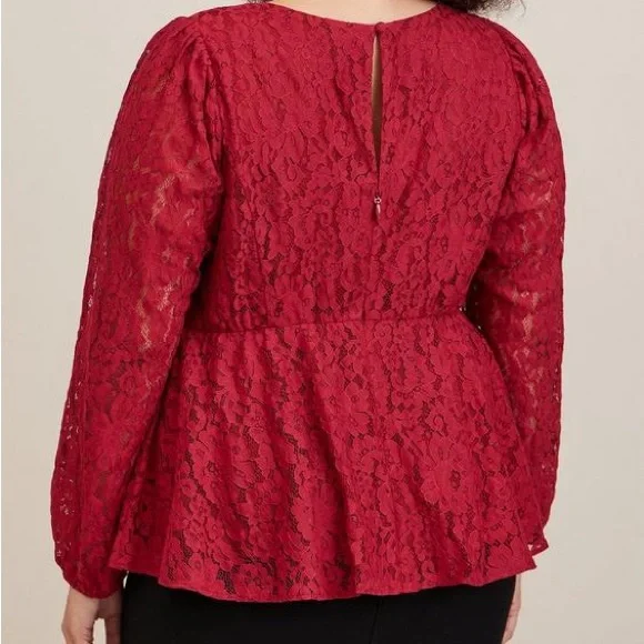 🍂CLEAROUT Torrid Peplum Lace Puff Sleeve Top - Picture 2 of 15